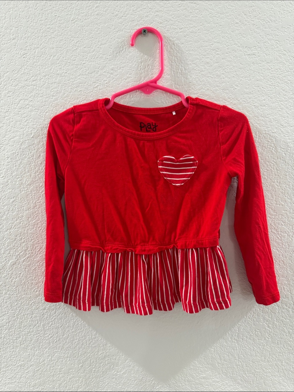 Little Sleepies Red Long-Sleeve Peplum Top with Heart Detail